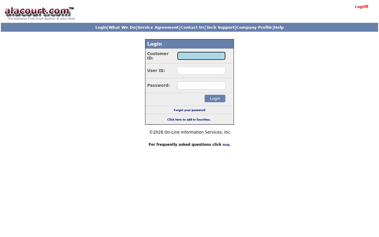 Coffee County case search through AlacourtACCESS login