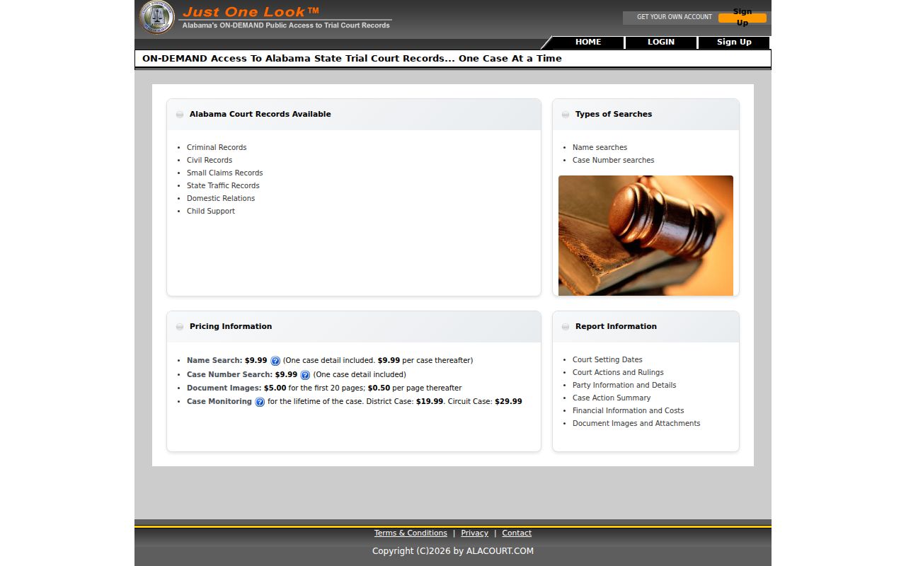 Coffee County case search entry in Just One Look