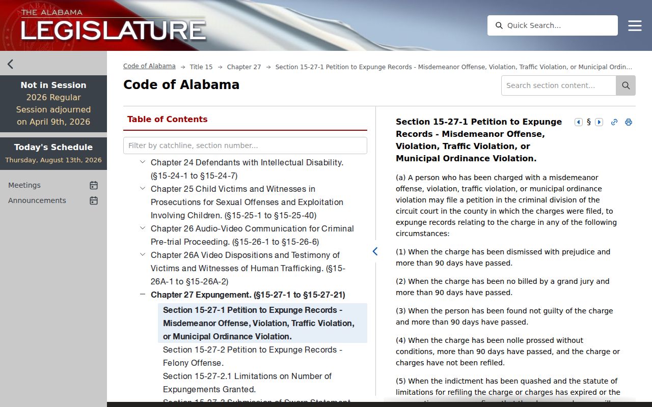 Coffee County criminal docket Alabama expungement statute