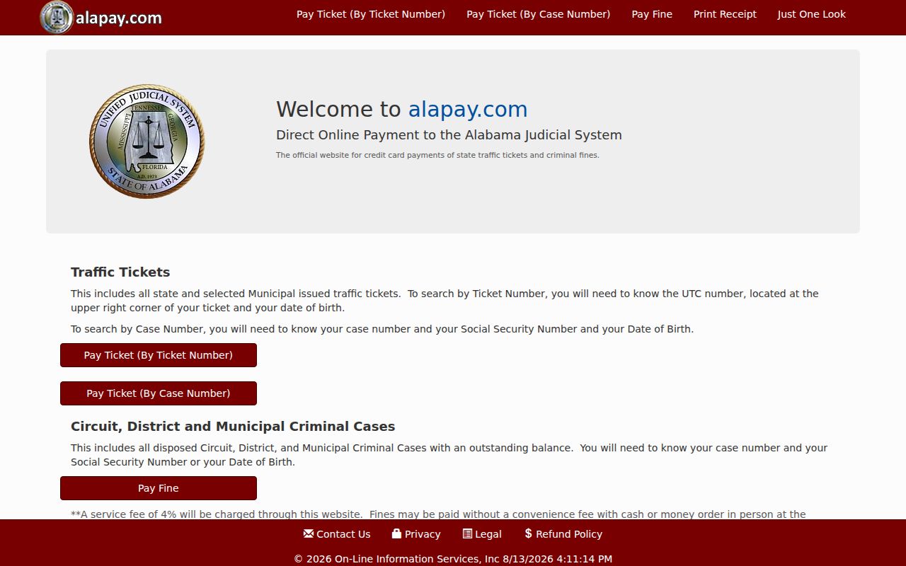 Coffee County traffic court records Alapay citation payment search