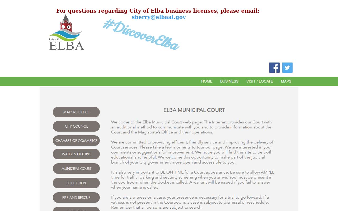 Elba Municipal Court docket and contact information