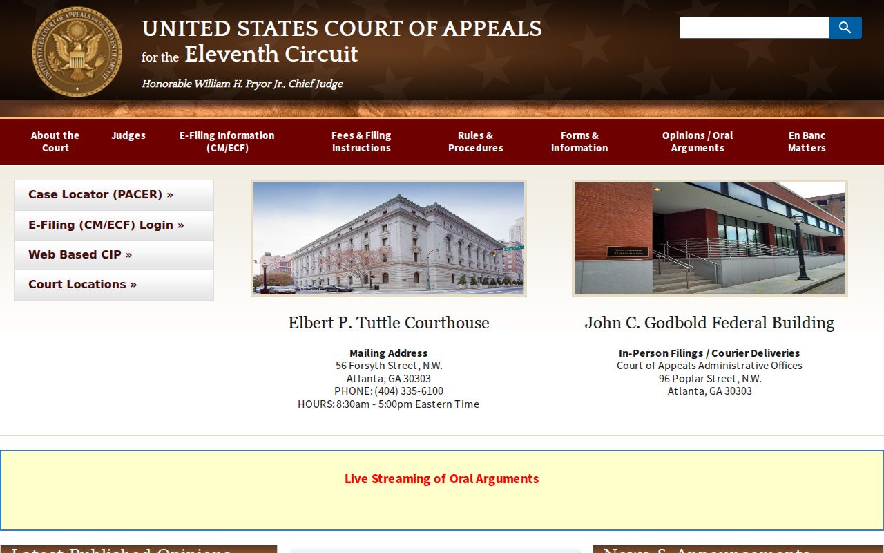 Kinston federal appellate court records at the Eleventh Circuit