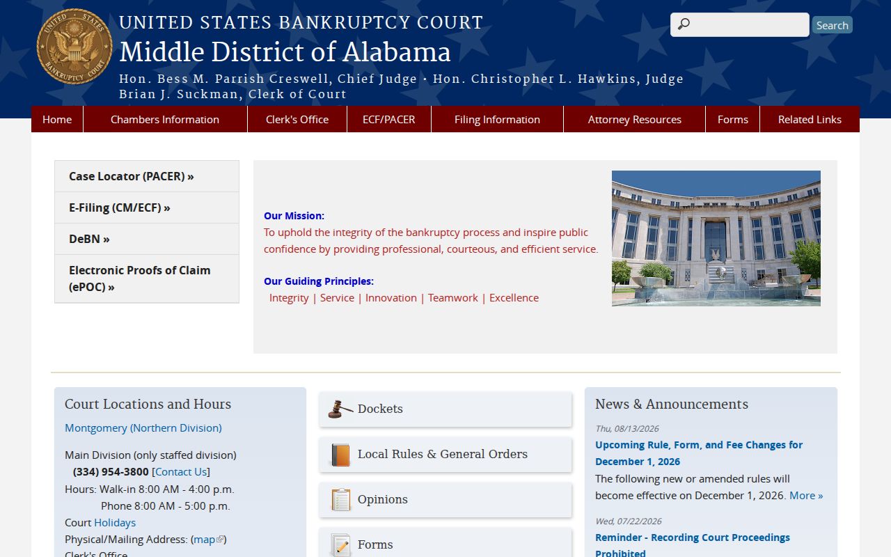 Kinston bankruptcy court docket route in the Middle District of Alabama