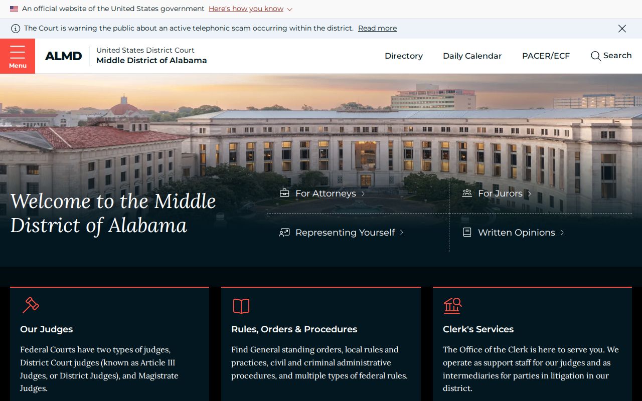 Kinston federal court record route through the Middle District of Alabama