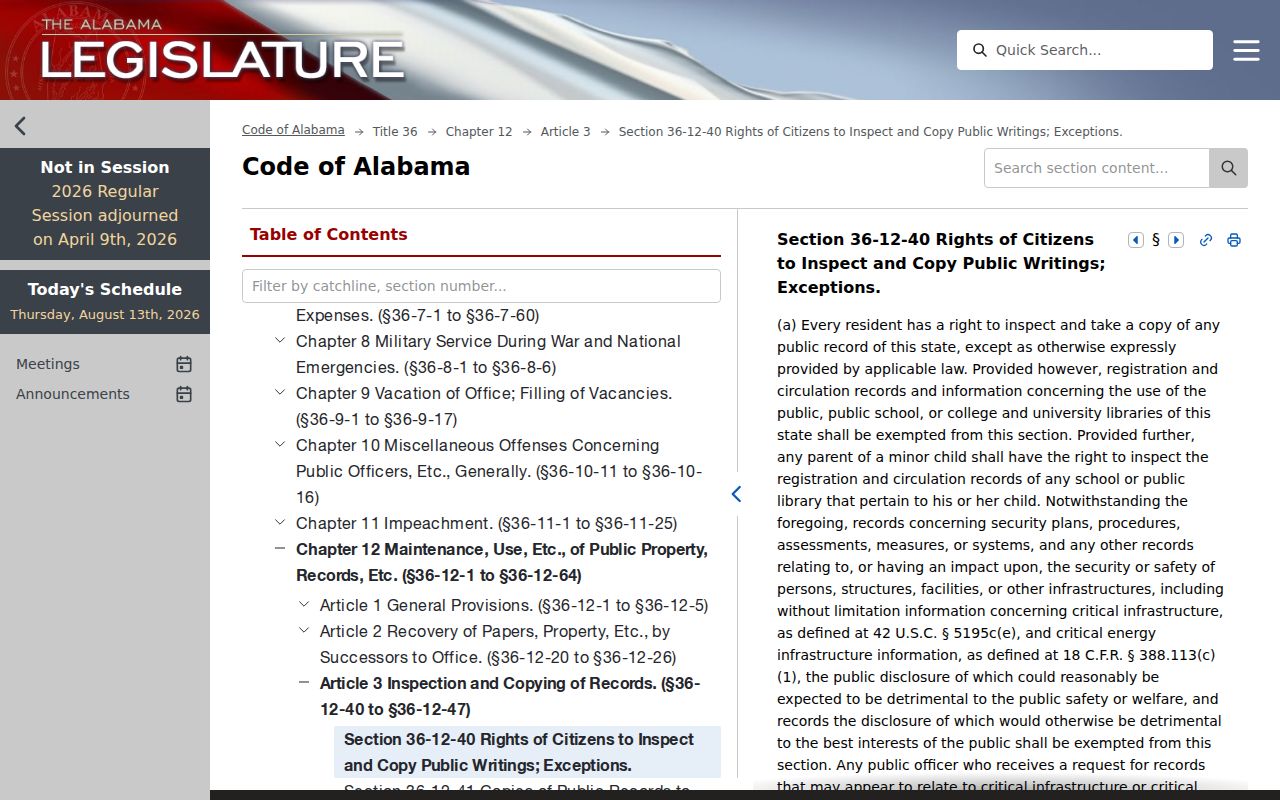New Brockton court docket access under Alabama public writings law